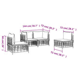 Set Divani da Giardino 4 pz con Cuscini Antracite in Polyrattan