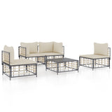 Set Divani da Giardino 5 pz con Cuscini Antracite in Polyrattan