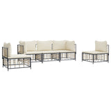 Set Divani da Giardino 5 pz con Cuscini Antracite in Polyrattan