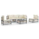 Set Divani da Giardino 6 pz con Cuscini Antracite in Polyrattan