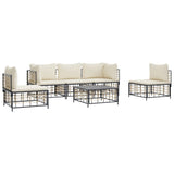 Set Divani da Giardino 6 pz con Cuscini Antracite in Polyrattan