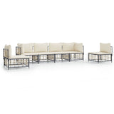 Set Divani da Giardino 6 pz con Cuscini Antracite in Polyrattan