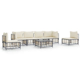 Set Divani da Giardino 7 pz con Cuscini Antracite in Polyrattan