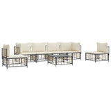 Set Divani da Giardino 7 pz con Cuscini Antracite in Polyrattan