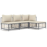 Set Divani da Giardino 4 pz con Cuscini Antracite in Polyrattan