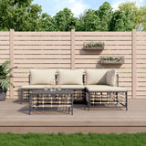 Set Divani da Giardino 5 pz con Cuscini Antracite in Polyrattan