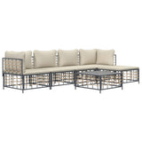 Set Divani da Giardino 6 pz con Cuscini Antracite in Polyrattan