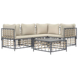 Set Divani da Giardino 5 pz con Cuscini Antracite in Polyrattan