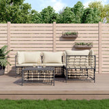 Set Divani da Giardino 5 pz con Cuscini Antracite in Polyrattan