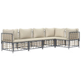 Set Divani da Giardino 5 pz con Cuscini Antracite in Polyrattan