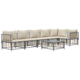 Set Divani da Giardino 7 pz con Cuscini Antracite in Polyrattan