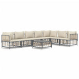 Set Divani da Giardino 8 pz con Cuscini Antracite in Polyrattan