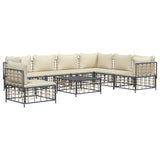 Set Divani da Giardino 8 pz con Cuscini Antracite in Polyrattan