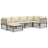 Set Divani da Giardino 6 pz con Cuscini Antracite in Polyrattan