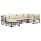 Set Divani da Giardino 6 pz con Cuscini Antracite in Polyrattan