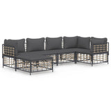 Set Divani da Giardino 6 pz con Cuscini Antracite in Polyrattan