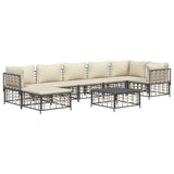 Set Divani da Giardino 8 pz con Cuscini Antracite in Polyrattan