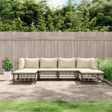 Set Divani da Giardino 6 pz con Cuscini Antracite in Polyrattan