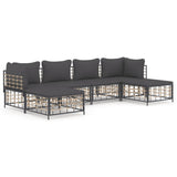 Set Divani da Giardino 6 pz con Cuscini Antracite in Polyrattan