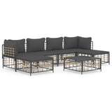 Set Divani da Giardino 7 pz con Cuscini Antracite in Polyrattan