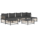 Set Divani da Giardino 7 pz con Cuscini Antracite in Polyrattan