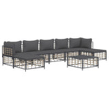 Set Divani da Giardino 8 pz con Cuscini Antracite in Polyrattan