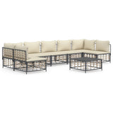 Set Divani da Giardino 8 pz con Cuscini Antracite in Polyrattan