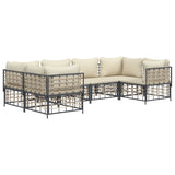 Set Divani da Giardino 6 pz con Cuscini Antracite in Polyrattan