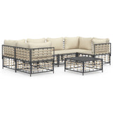 Set Divani da Giardino 7 pz con Cuscini Antracite in Polyrattan