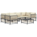 Set Divani da Giardino 7 pz con Cuscini Antracite in Polyrattan