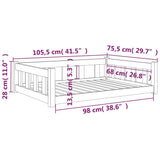 Cuccia per Cani 105,5x75,5x28 cm in Legno Massello di Pino