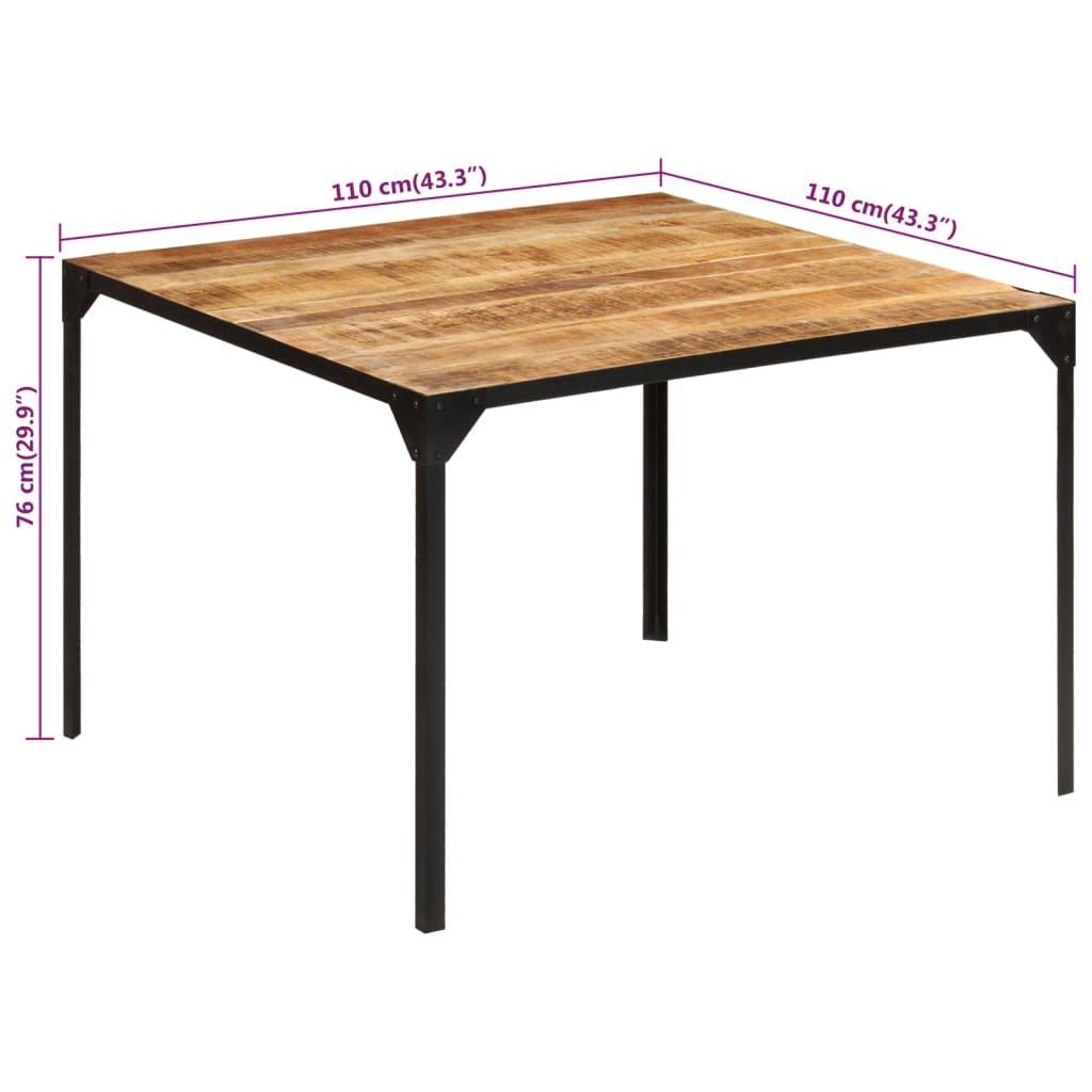 Tavolo da Pranzo 110x110x76 cm in Legno Massello di Mango