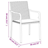 Sedie da Giardino con Cuscini 4pz Neri 56x59x84cm in Polyrattan