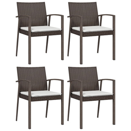 Sedie Giardino con Cuscini 4pz Marroni 56,5x57x83 cm Polyrattan