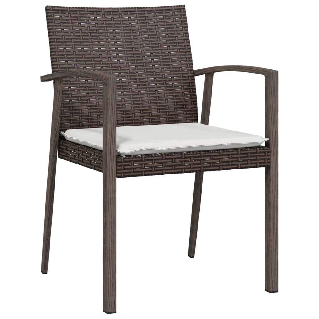 Sedie Giardino con Cuscini 4pz Marroni 56,5x57x83 cm Polyrattan