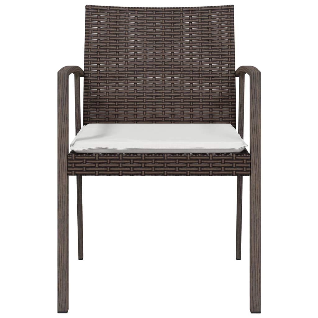 Sedie Giardino con Cuscini 4pz Marroni 56,5x57x83 cm Polyrattan