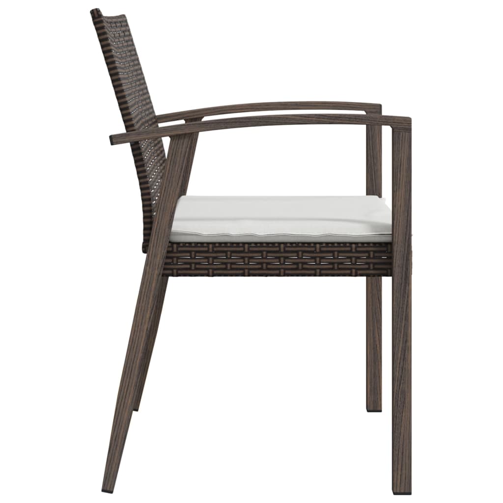 Sedie Giardino con Cuscini 4pz Marroni 56,5x57x83 cm Polyrattan