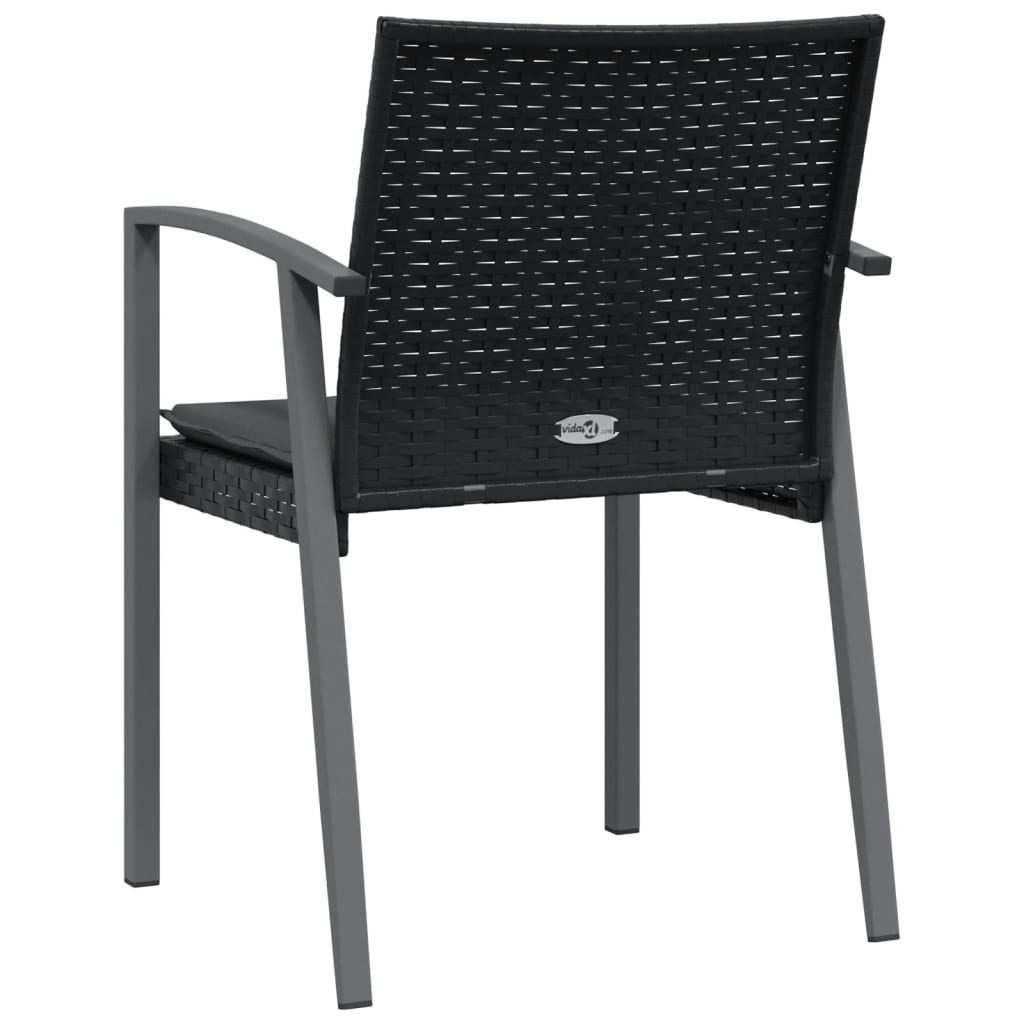 Sedie da Giardino con Cuscini 4pz Nere 56,5x57x83 cm Polyrattan