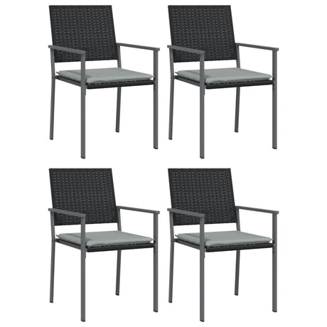 Sedie da Giardino con Cuscini 4pz Nere 54x62,5x89 cm Polyrattan