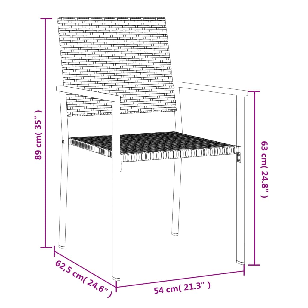 Sedie da Giardino 4 pz Nere 54x62,5x89 cm in Polyrattan