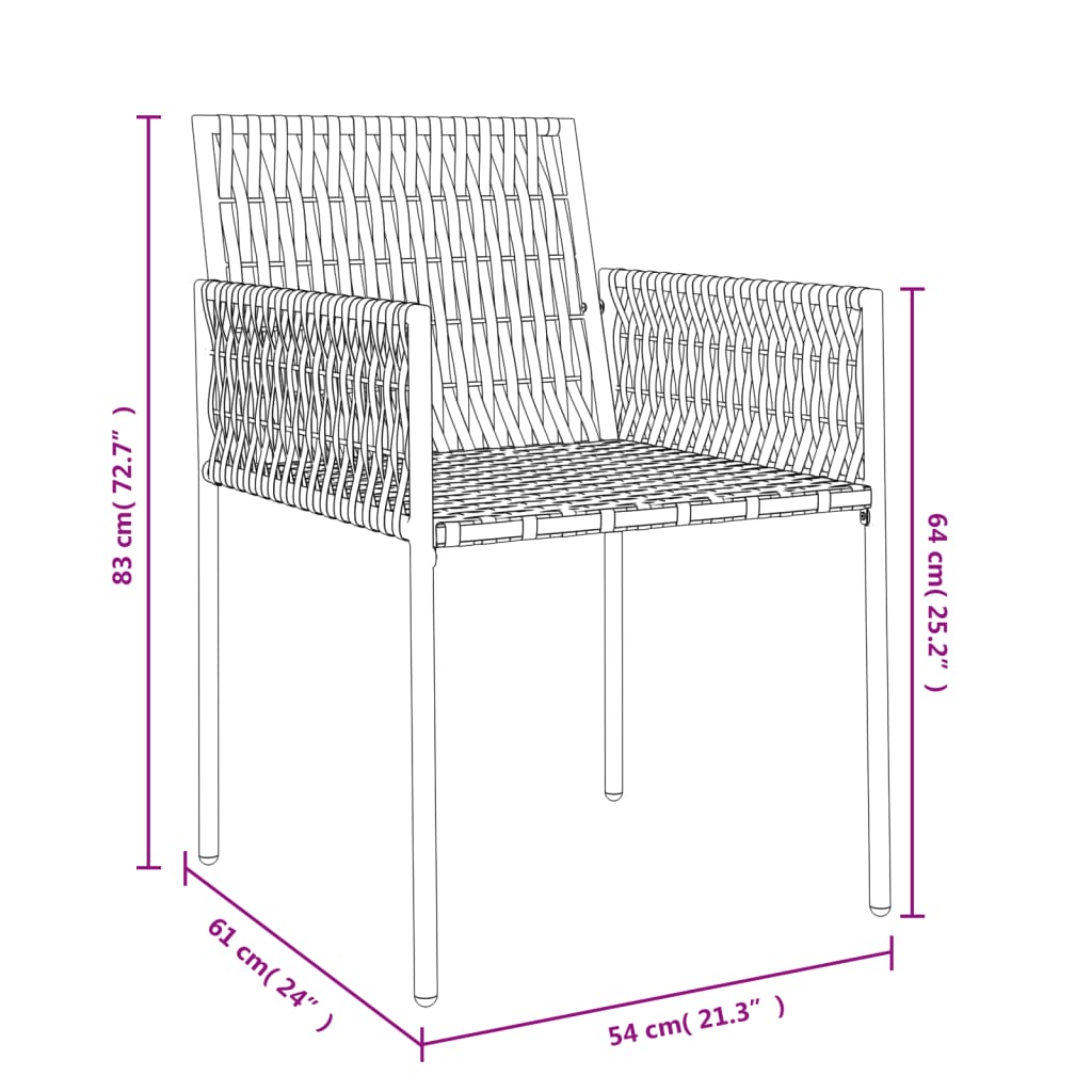 Sedie da Giardino con Cuscini 4pz Marroni 54x61x83cm Polyrattan