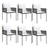 Sedie da Giardino con Cuscini 6pz Marroni 54x61x83cm Polyrattan