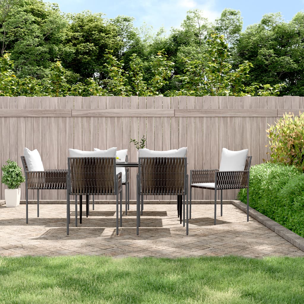 Sedie da Giardino con Cuscini 6pz Marroni 54x61x83cm Polyrattan