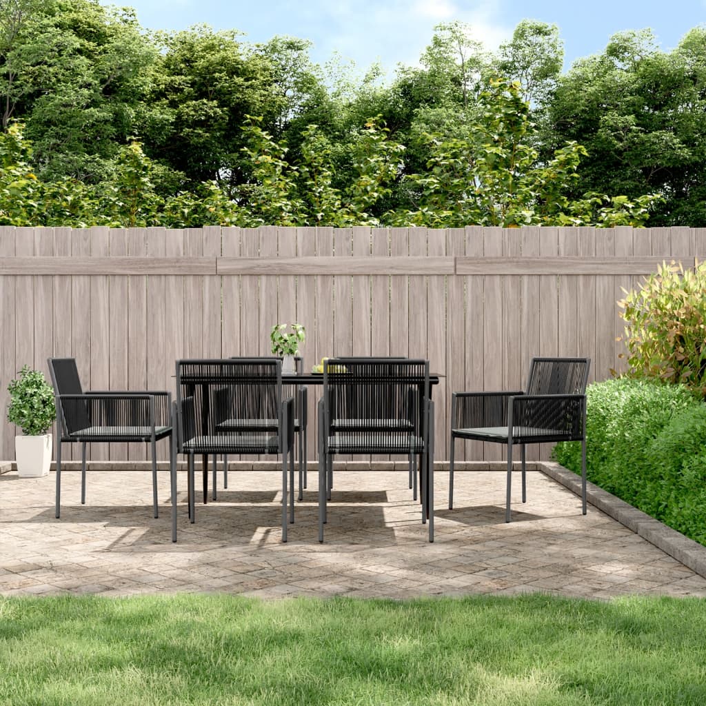 Sedie Giardino con Cuscini 6 pz Nere 54x60,5x83,5 cm Polyrattan