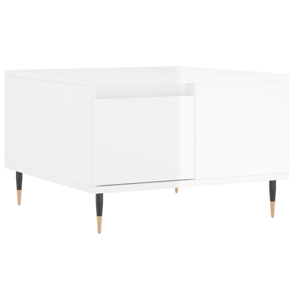 Tavolino Salotto Bianco Lucido 55x55x36,5 cm Legno Multistrato