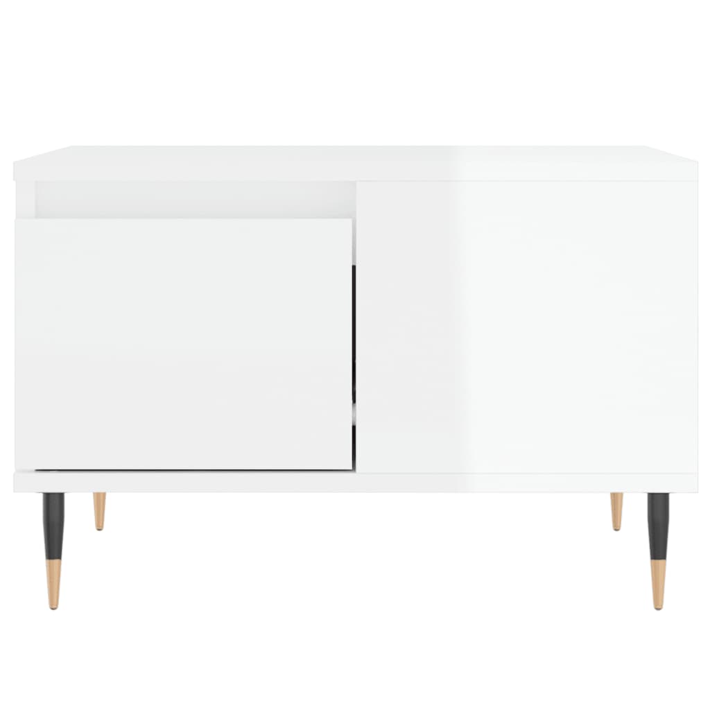 Tavolino Salotto Bianco Lucido 55x55x36,5 cm Legno Multistrato