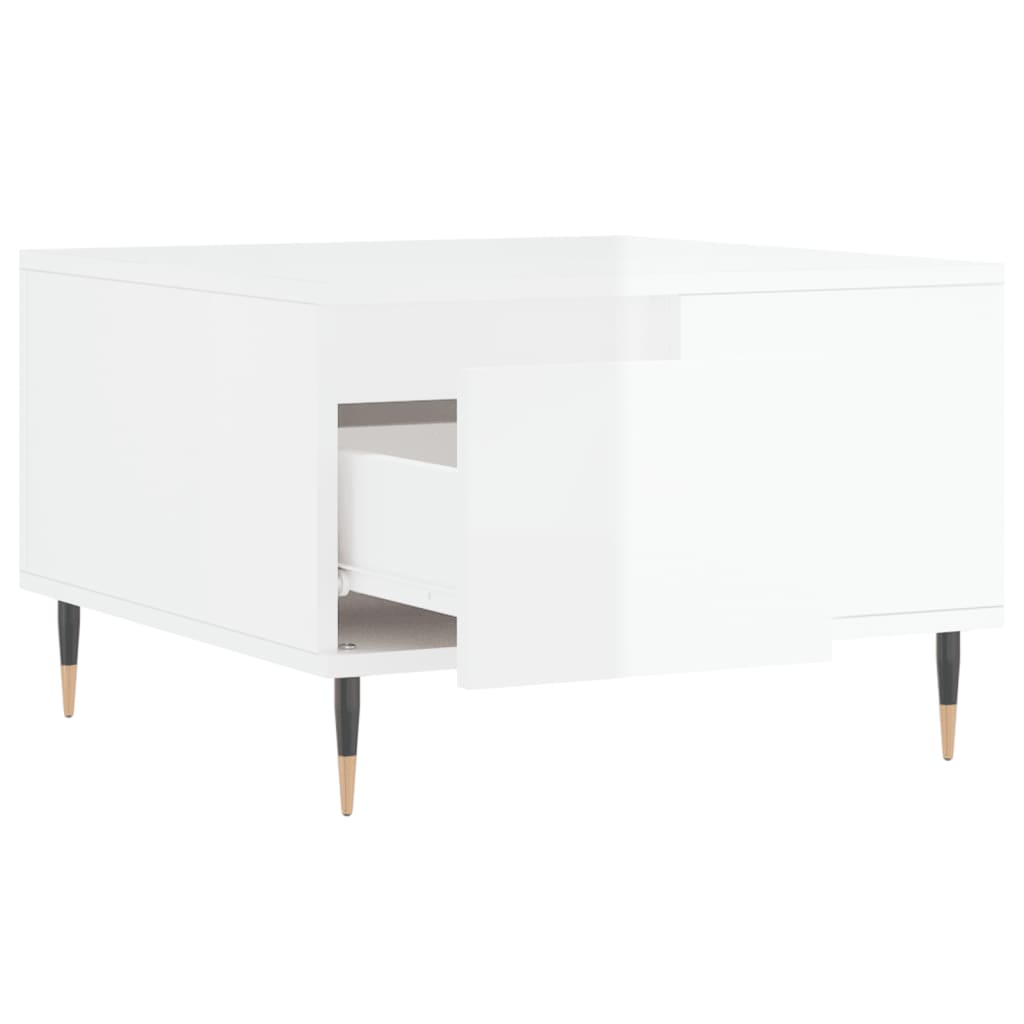 Tavolino Salotto Bianco Lucido 55x55x36,5 cm Legno Multistrato