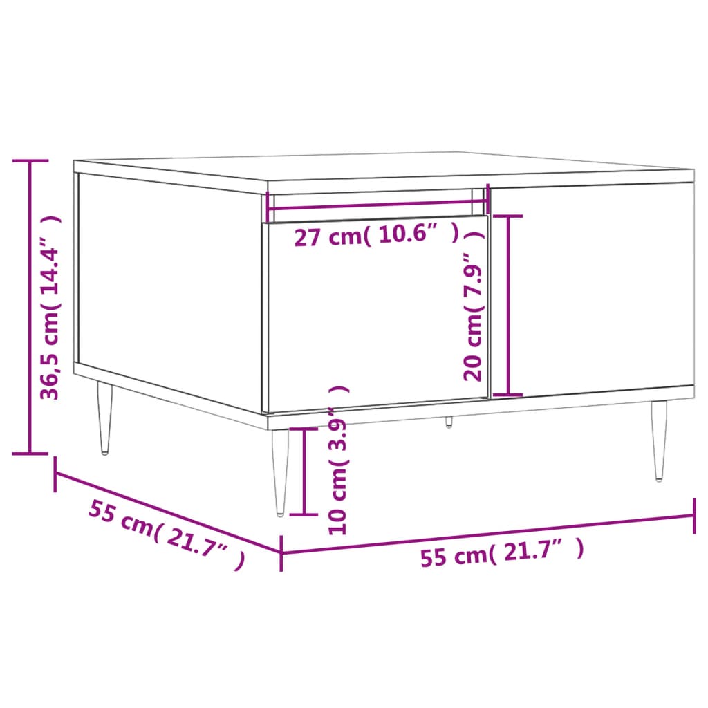 Tavolino Salotto Rovere Sonoma 55x55x36,5 cm Legno Multistrato