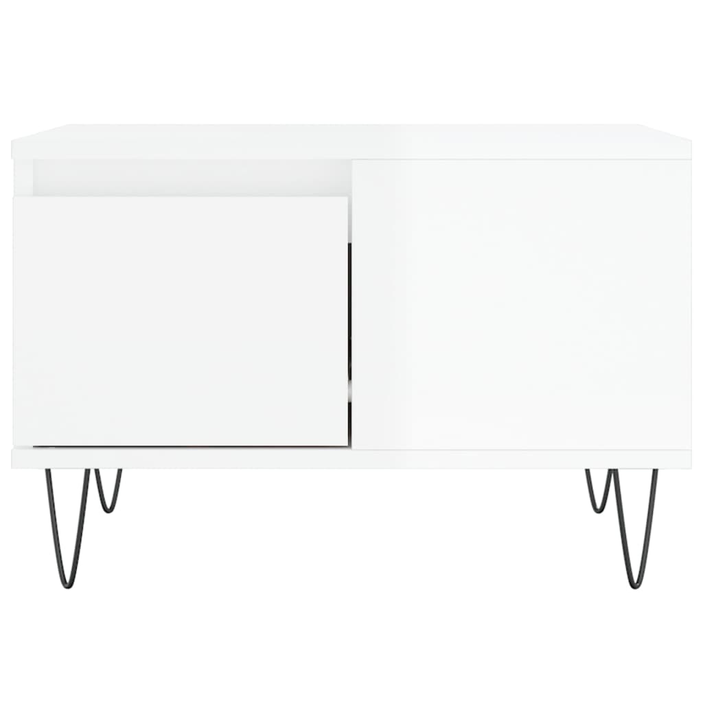 Tavolino Salotto Bianco Lucido 55x55x36,5 cm Legno Multistrato