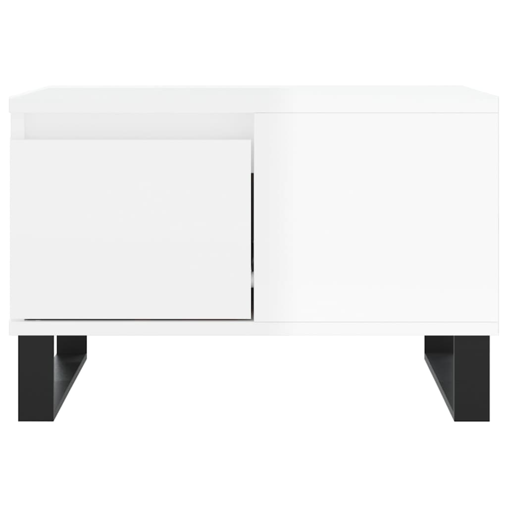 Tavolino Salotto Bianco Lucido 55x55x36,5 cm Legno Multistrato